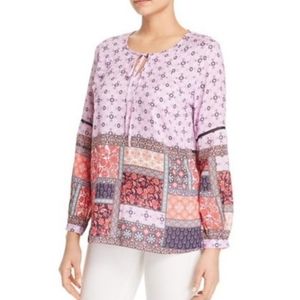NWT Feathers by Tolani Boho Patchwork Elise Peasant Top Size Small